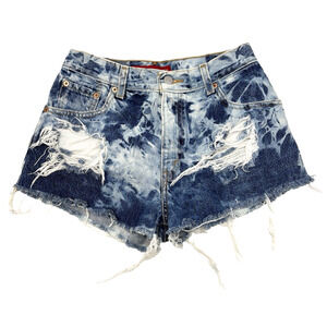 2003 Levi's Classic Relaxed 550 Acid Wash Distressed Cut-off Denim Shorts 8 26x2